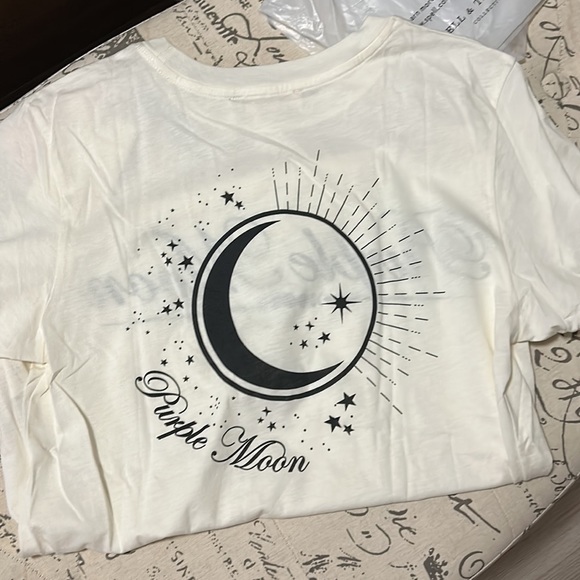 Spell & the Gypsy  Purple Moon Organic Boyfriend Tee Off White NWT Small - Picture 6 of 8